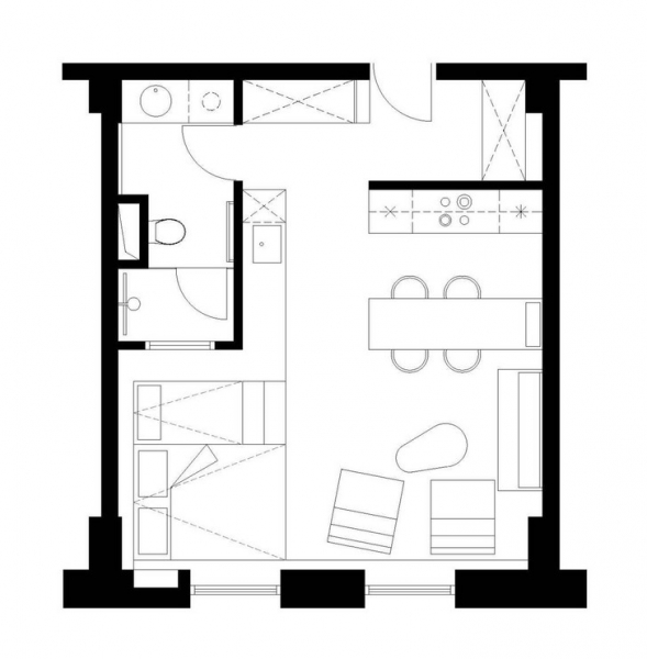 Зеленый свет: квартира 38 м² по проекту Юлии Шмидт и Александры Тарановой