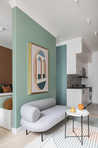 Маленькая квартира в стиле неомемфис 35 м²