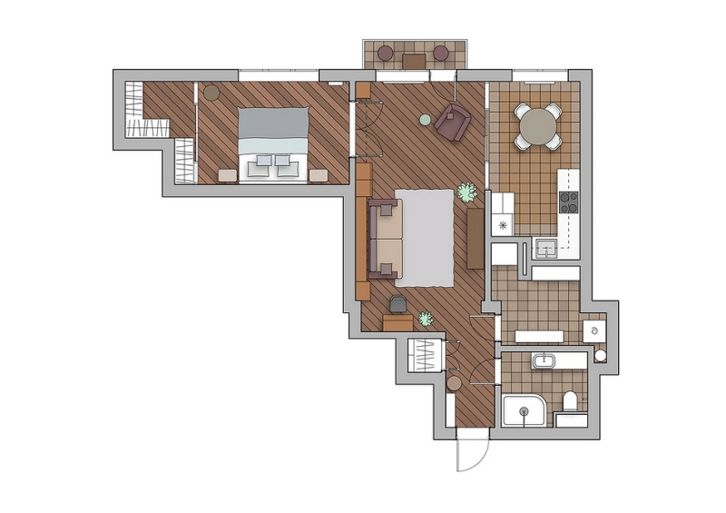 Дизайн двухкомнатной квартиры: 13 планировок «до-после» и 4 подходящих стиля (137 фото)