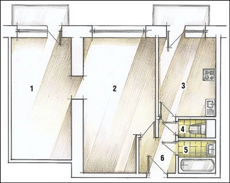 Дизайн двухкомнатной квартиры: 13 планировок «до-после» и 4 подходящих стиля (137 фото)