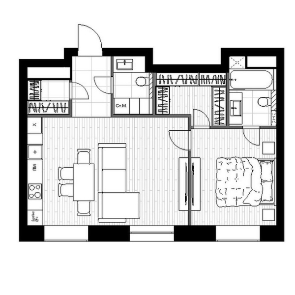 Дизайн двухкомнатной квартиры: 13 планировок «до-после» и 4 подходящих стиля (137 фото)