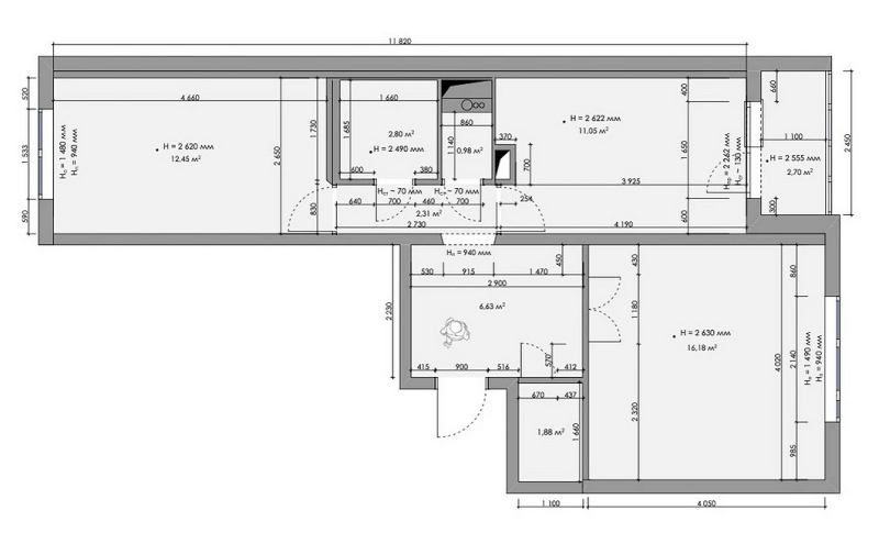 Дизайн двухкомнатной квартиры: 13 планировок «до-после» и 4 подходящих стиля (137 фото)