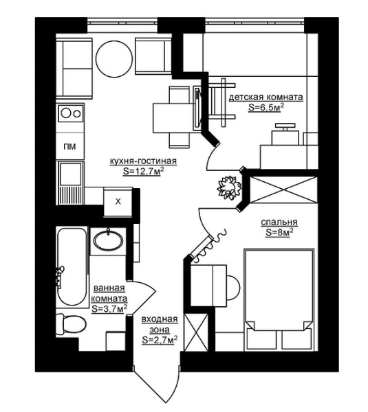 Из однушки в двушку: 5 реальных примеров от дизайнеров