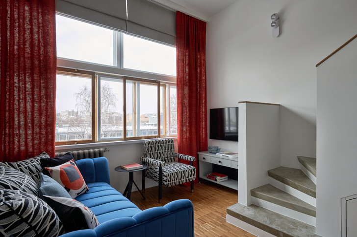 Квартира-ячейка 35 м² с мотивами авангарда в доме Наркомфина