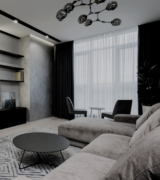 Черные шторы: как использовать в интерьере (70 фото)