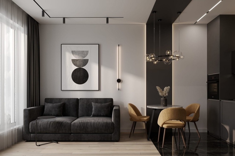 Черные шторы: как использовать в интерьере (70 фото)