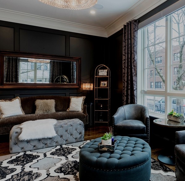 Черные шторы: как использовать в интерьере (70 фото)