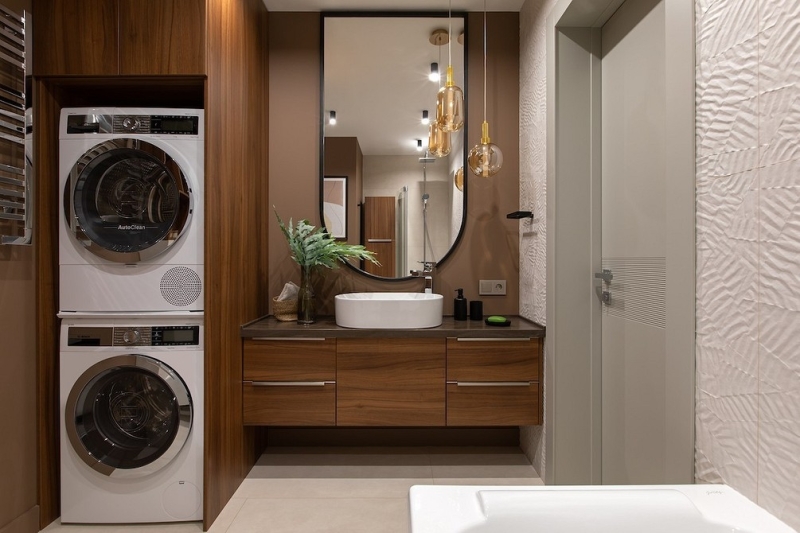 Как уместить все в дизайне ванной: туалет, стиральную машину, ванну или душ? Реальные планировки и 83 фото