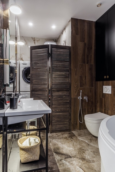 Как уместить все в дизайне ванной: туалет, стиральную машину, ванну или душ? Реальные планировки и 83 фото