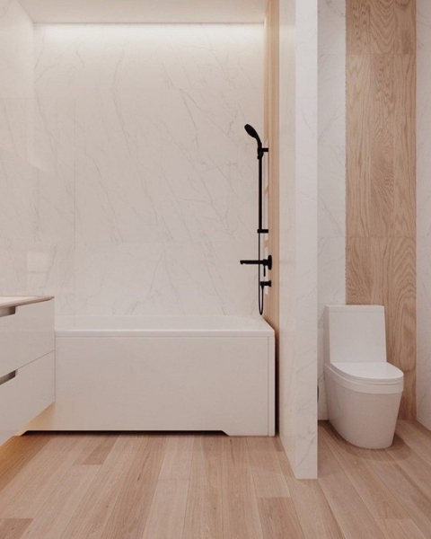 Как уместить все в дизайне ванной: туалет, стиральную машину, ванну или душ? Реальные планировки и 83 фото