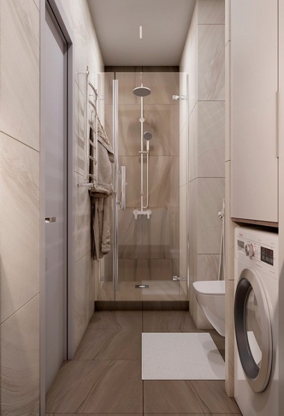 Как уместить все в дизайне ванной: туалет, стиральную машину, ванну или душ? Реальные планировки и 83 фото