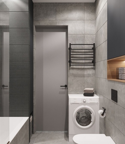 Как уместить все в дизайне ванной: туалет, стиральную машину, ванну или душ? Реальные планировки и 83 фото
