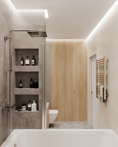 Как уместить все в дизайне ванной: туалет, стиральную машину, ванну или душ? Реальные планировки и 83 фото