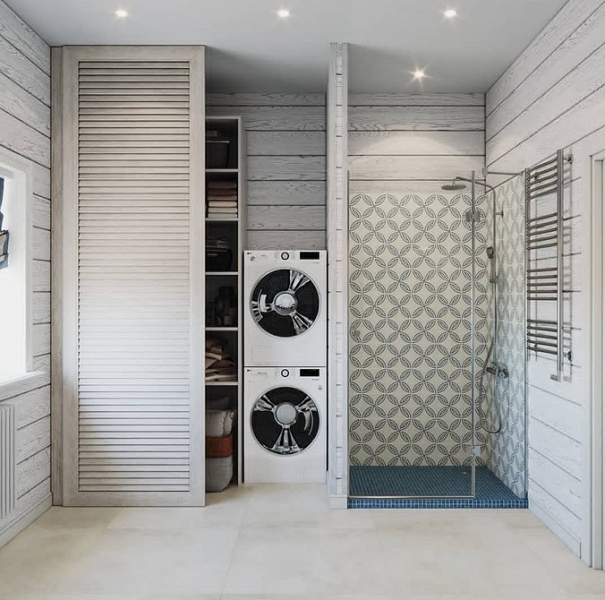 Как уместить все в дизайне ванной: туалет, стиральную машину, ванну или душ? Реальные планировки и 83 фото