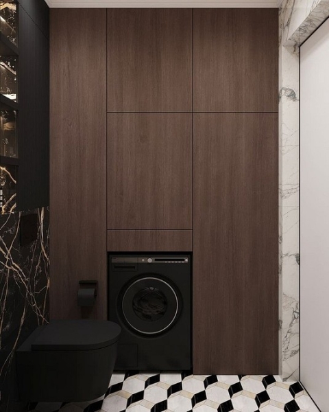 Как уместить все в дизайне ванной: туалет, стиральную машину, ванну или душ? Реальные планировки и 83 фото