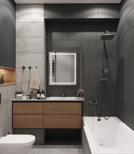 Как уместить все в дизайне ванной: туалет, стиральную машину, ванну или душ? Реальные планировки и 83 фото