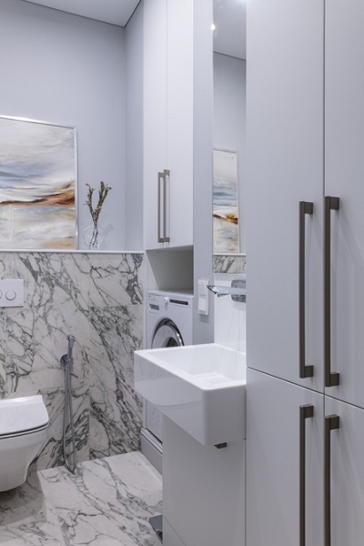 Как уместить все в дизайне ванной: туалет, стиральную машину, ванну или душ? Реальные планировки и 83 фото