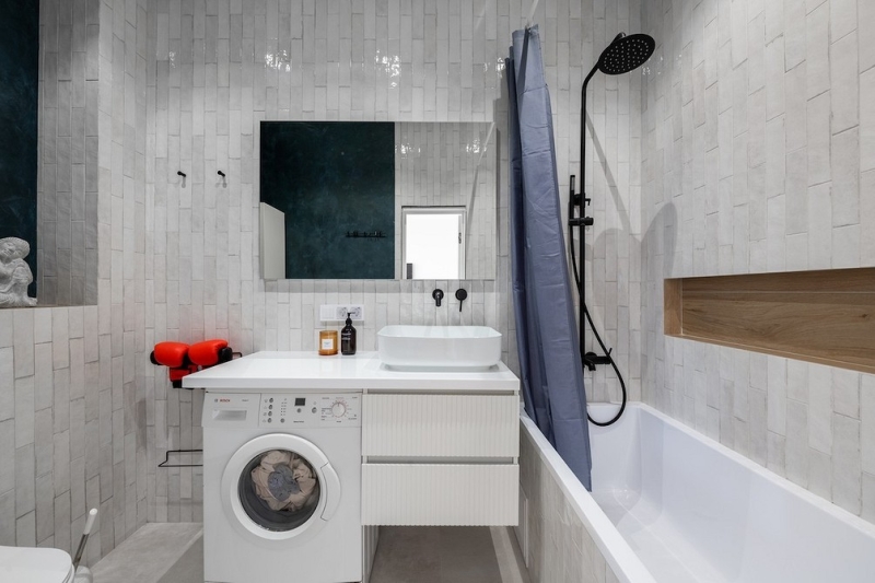 Как уместить все в дизайне ванной: туалет, стиральную машину, ванну или душ? Реальные планировки и 83 фото