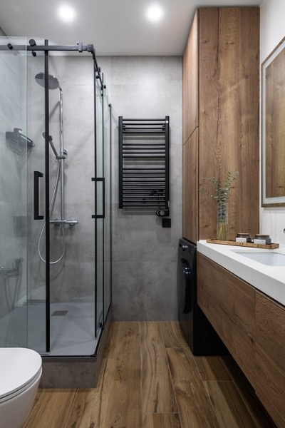 Как уместить все в дизайне ванной: туалет, стиральную машину, ванну или душ? Реальные планировки и 83 фото