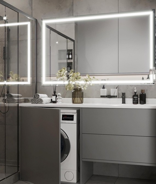 Как уместить все в дизайне ванной: туалет, стиральную машину, ванну или душ? Реальные планировки и 83 фото