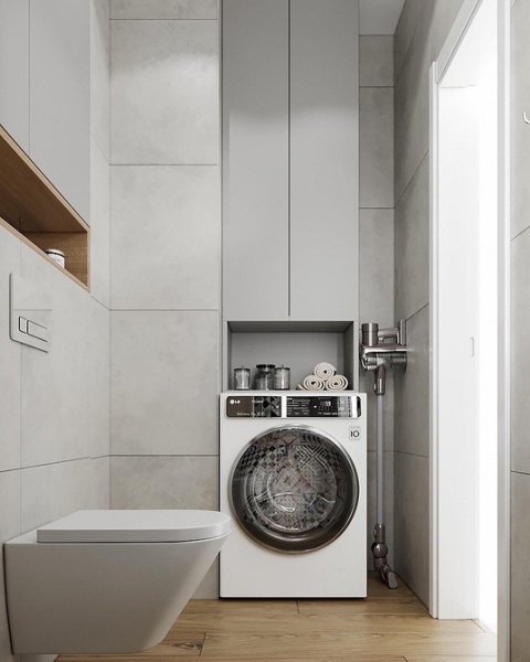 Как уместить все в дизайне ванной: туалет, стиральную машину, ванну или душ? Реальные планировки и 83 фото