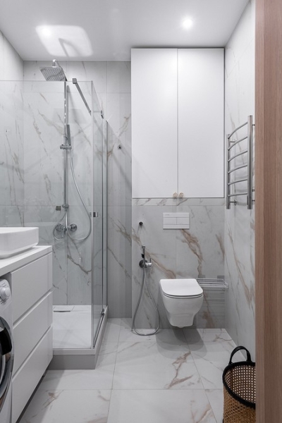 Как уместить все в дизайне ванной: туалет, стиральную машину, ванну или душ? Реальные планировки и 83 фото
