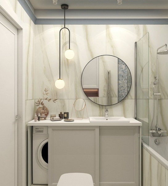 Как уместить все в дизайне ванной: туалет, стиральную машину, ванну или душ? Реальные планировки и 83 фото