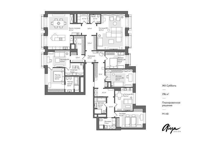 Московская квартира 300 м² с английским акцентом