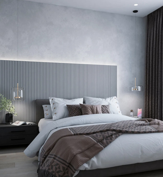 Серая спальня: советы по подбору палитры и 70 фото для вдохновения