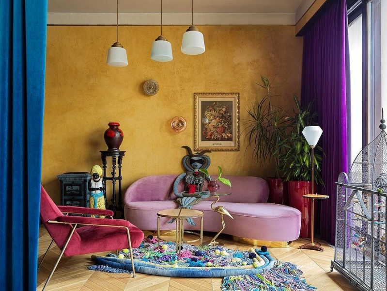 Фиолетовый в интерьере: 6 лучших сочетаний с другими цветами и 80 фотопримеров