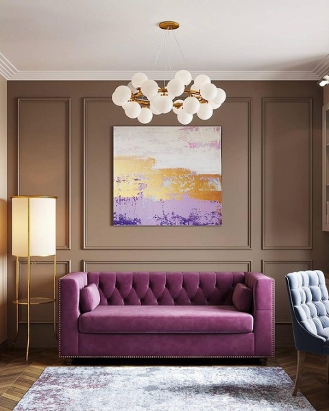 Фиолетовый в интерьере: 6 лучших сочетаний с другими цветами и 80 фотопримеров