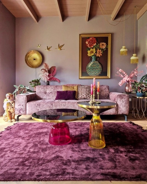 Фиолетовый в интерьере: 6 лучших сочетаний с другими цветами и 80 фотопримеров