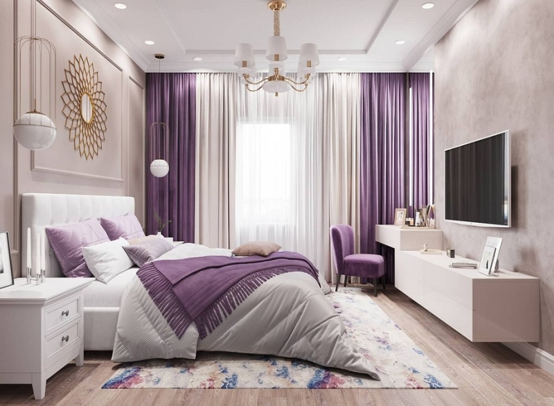 Фиолетовый в интерьере: 6 лучших сочетаний с другими цветами и 80 фотопримеров