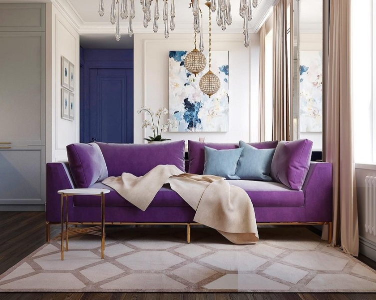 Фиолетовый в интерьере: 6 лучших сочетаний с другими цветами и 80 фотопримеров