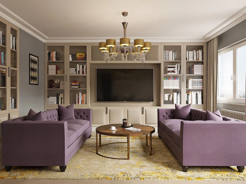Фиолетовый в интерьере: 6 лучших сочетаний с другими цветами и 80 фотопримеров