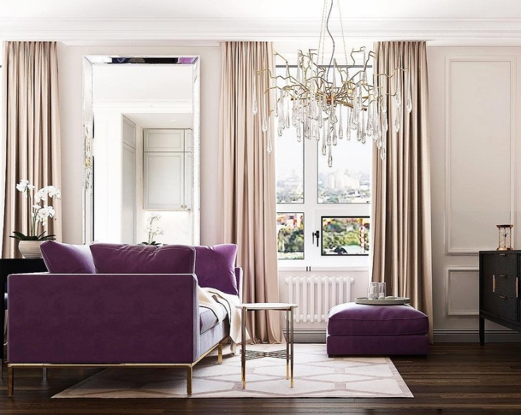 Фиолетовый в интерьере: 6 лучших сочетаний с другими цветами и 80 фотопримеров