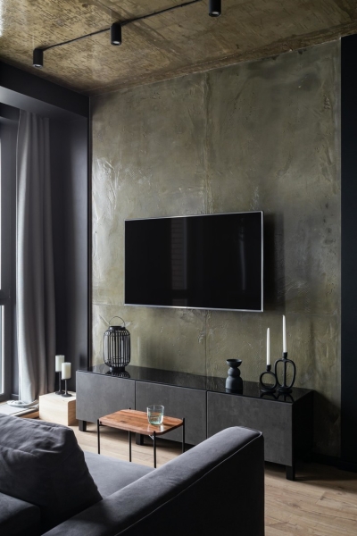 Монохромная квартира 45 м² с элементами лофта в Москве