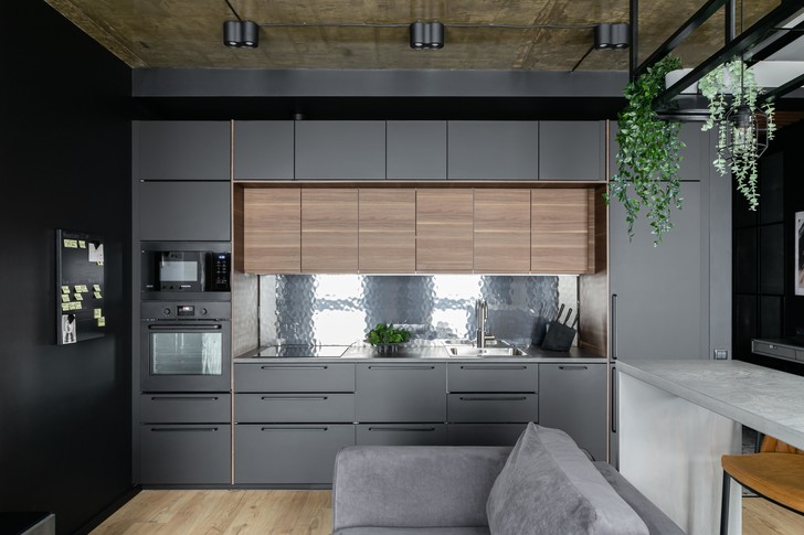 Монохромная квартира 45 м² с элементами лофта в Москве