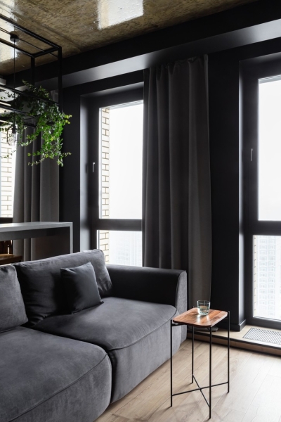 Монохромная квартира 45 м² с элементами лофта в Москве