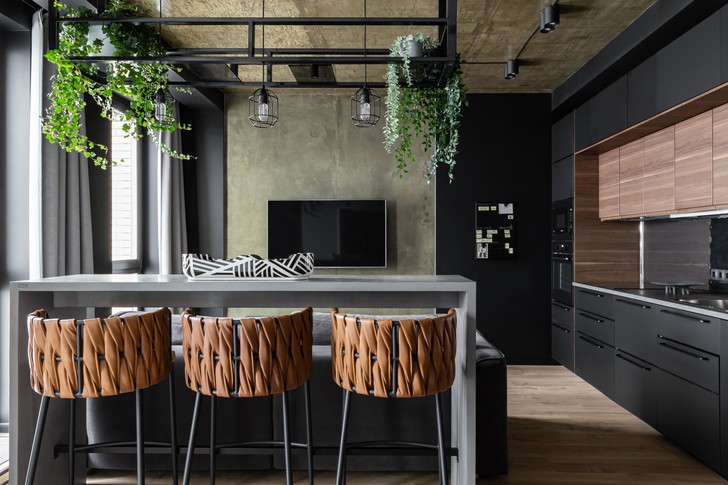 Монохромная квартира 45 м² с элементами лофта в Москве