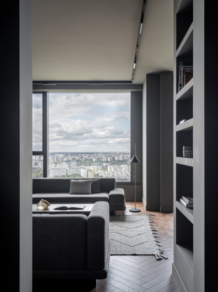 Мужская квартира 77 м² в оттенках базальта в Москве