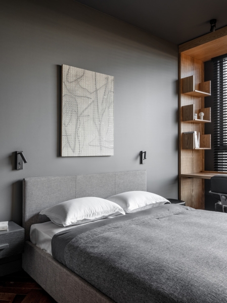 Мужская квартира 77 м² в оттенках базальта в Москве