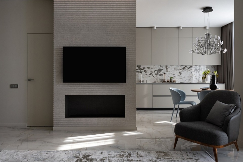 В стиле модерн: как дизайнер оформила студию 56 кв. м, которая выглядит просторно