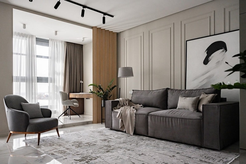 В стиле модерн: как дизайнер оформила студию 56 кв. м, которая выглядит просторно