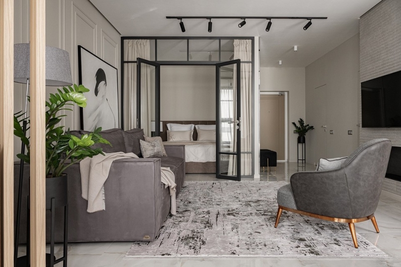 В стиле модерн: как дизайнер оформила студию 56 кв. м, которая выглядит просторно