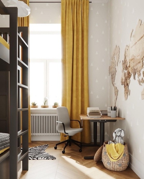 Желтые шторы в интерьере: где, как использовать, фото