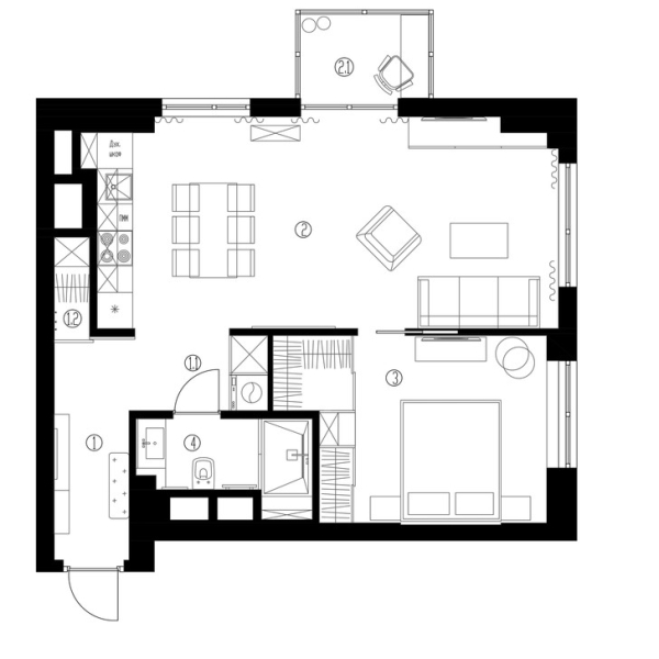 Этюд в синих тонах: двухкомнатная квартира в Москве