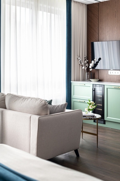 Кухня-гостиная, спальня и гардеробная-спортзал: квартира 52 кв. м, из которой выжали максимум