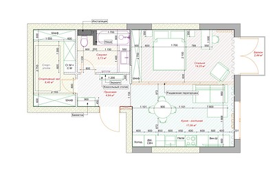 Кухня-гостиная, спальня и гардеробная-спортзал: квартира 52 кв. м, из которой выжали максимум