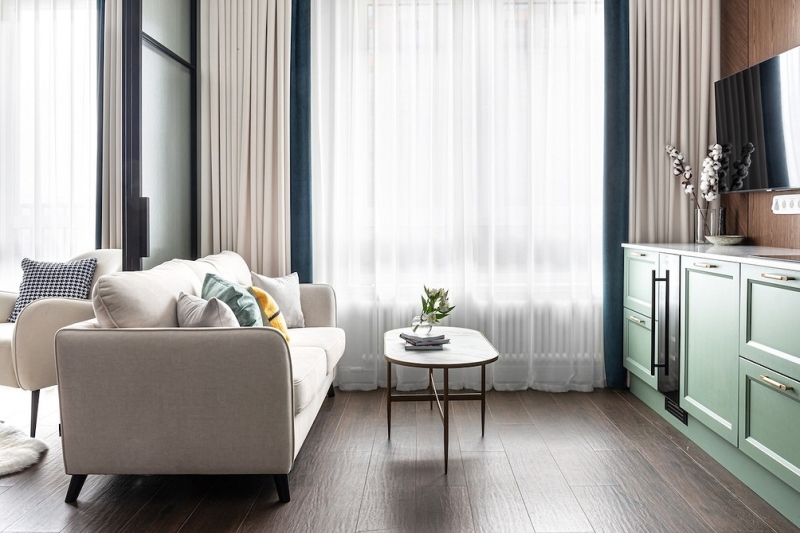 Кухня-гостиная, спальня и гардеробная-спортзал: квартира 52 кв. м, из которой выжали максимум